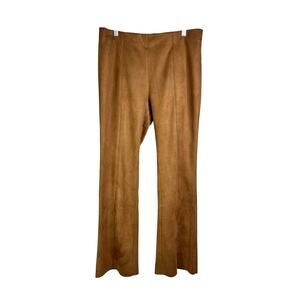 Ann Mashburn Pants Women L Butterscotch Brown Faux Suede Stretch Capsule Classic